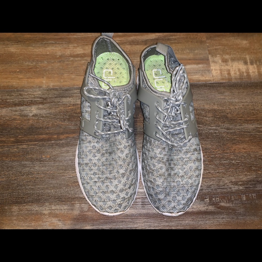 Hey Dude Women's Gray Knit Sneakers with Lime Insoles
